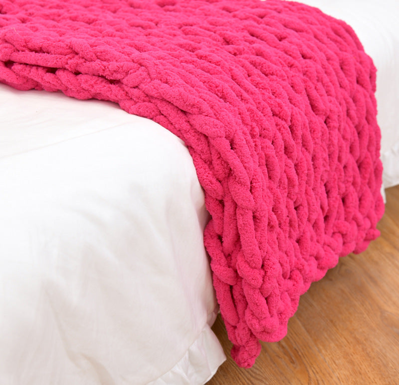 Handmade Coarse Yarn Knitted Ultra-Thick Throw Blanket