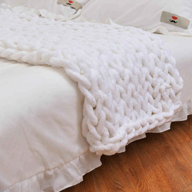 Handmade Coarse Yarn Knitted Ultra-Thick Throw Blanket