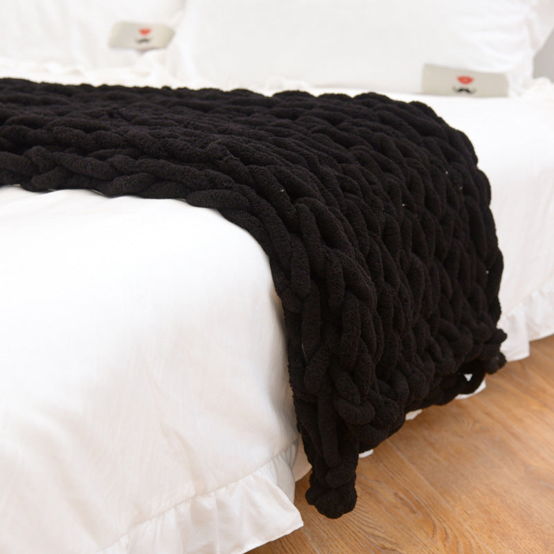 Handmade Coarse Yarn Knitted Ultra-Thick Throw Blanket