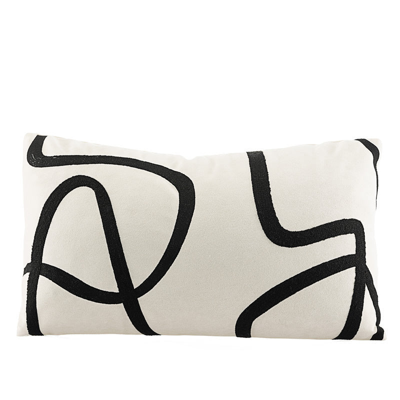 Geometric Abstract Suede Throw Pillow Cover - Modern Black and White