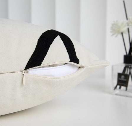Geometric Abstract Suede Throw Pillow Cover - Modern Black and White